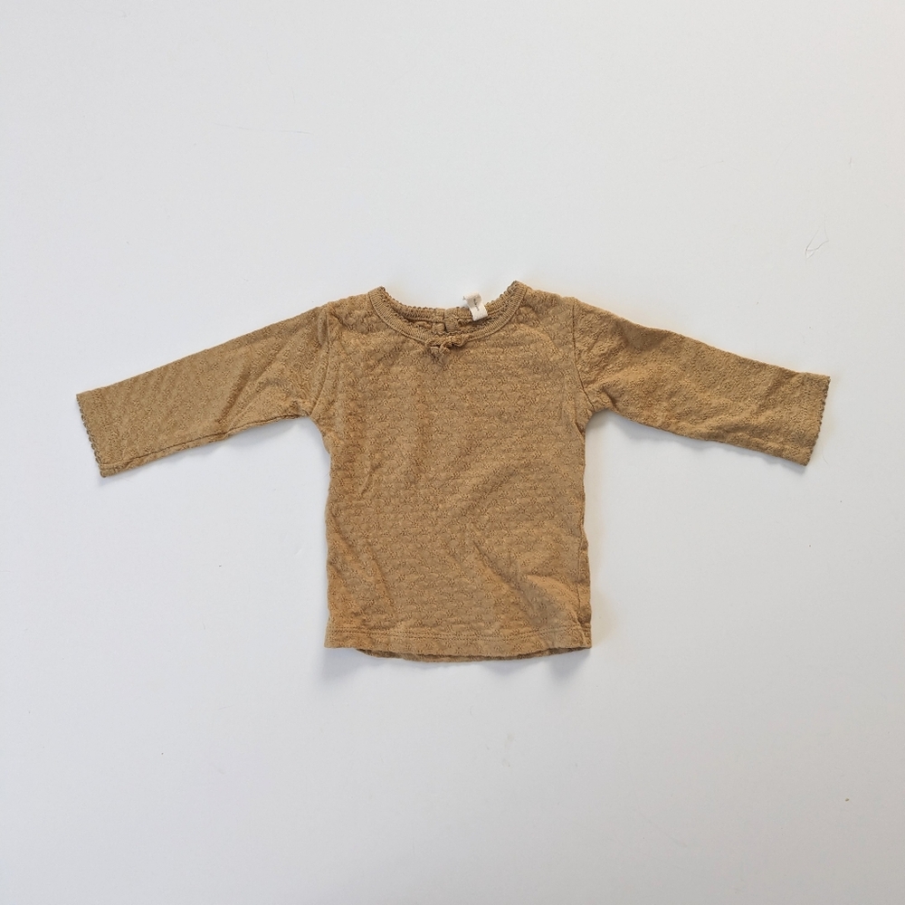Quincy Mae Mustard Long Sleeve Tee Relaxed Fit